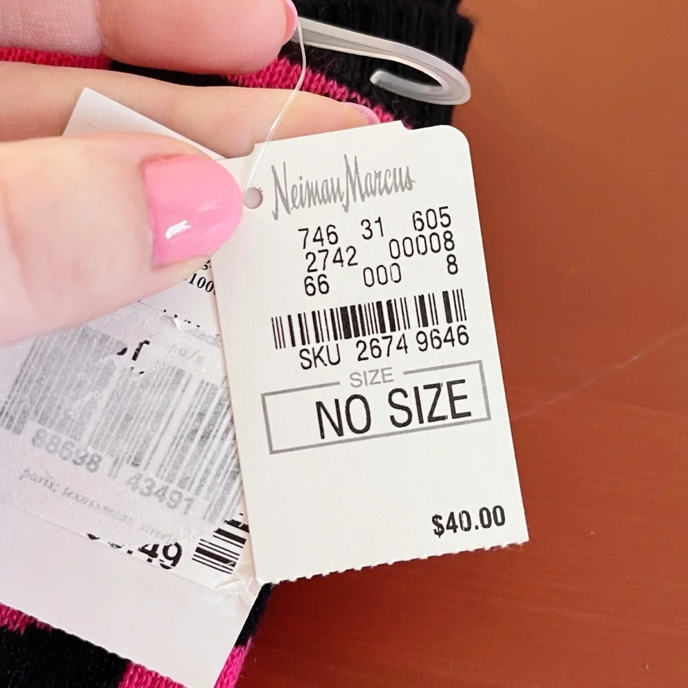 Kate Spade NWT Signature Bow Knit Arm Warmers Pink Black Winter Outdoor